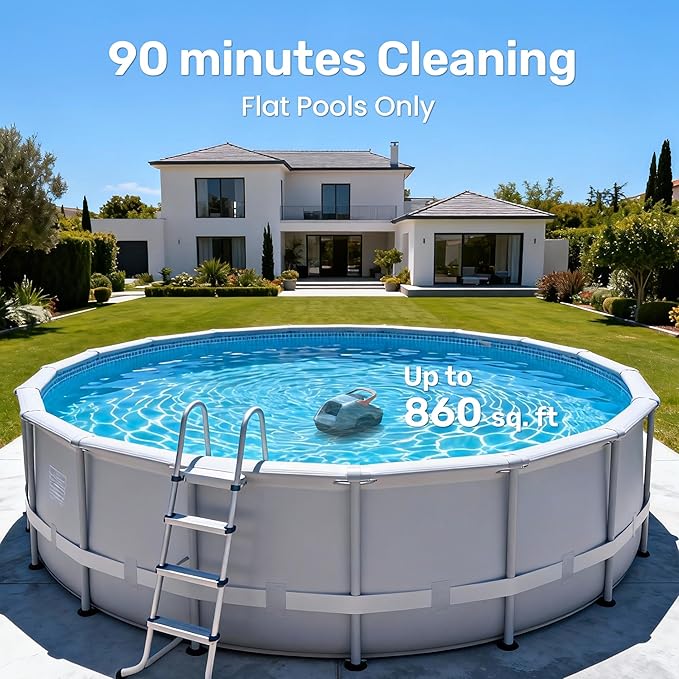 (2026 Upgrade) Gosvor Cordless Robotic Pool Cleaner, Pool Vacuum for Above Ground Pool, Lasts 90 Mins, Self-Parking Design, 7.5 lbs Lightweight, 1750 GPH, Ideal for Flat Pools up to 860 sq. ft