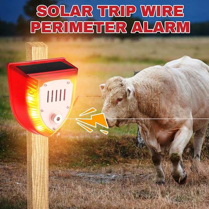 6 Pack Trip Wire Alarm Device 328 ft Reusable Wire for Perimeter Defense 129dB Sound and Light Siren Portable Early Warning Alarm for Outdoor Camping RV Farm Yard Cabin and Property Safety