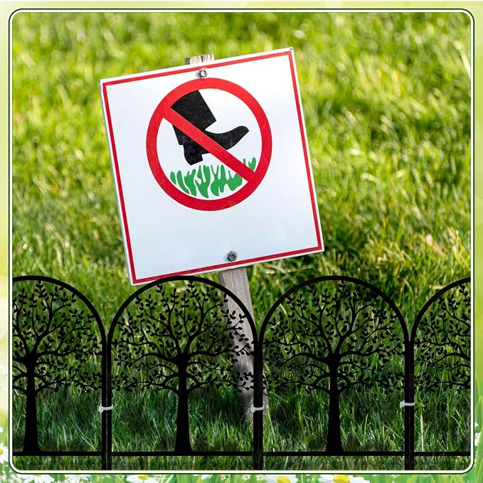 Yaocom 6 Pack Tree of Life Decorative Garden Fence Border 16.5''H x 11.8''W Animal Barrier Border Metal Arched Garden Fencing Panels for Easter Flower Bed Outdoor Patio Yard Decor