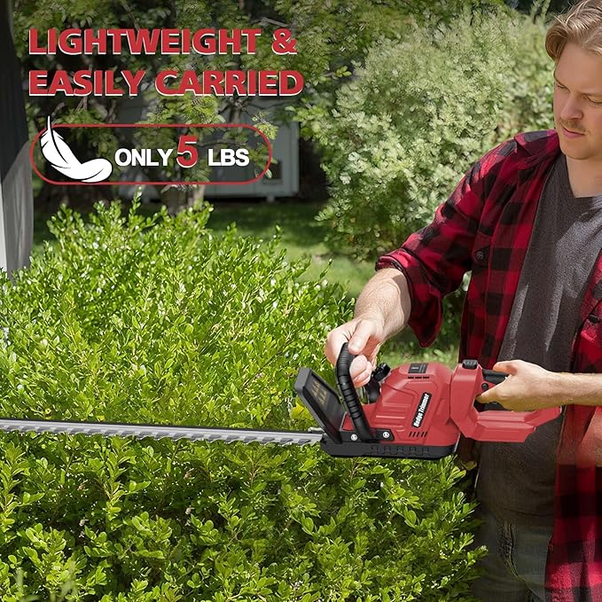 Hedge Trimmer Cordless Compatible with Milwaukee M18 Battery, 22-Inch Battery Hedge Trimmer, Brushless Bush Trimmer, 2/3'' Cutting Capacity, Lightweight & Rotatable Handle(No Battery)