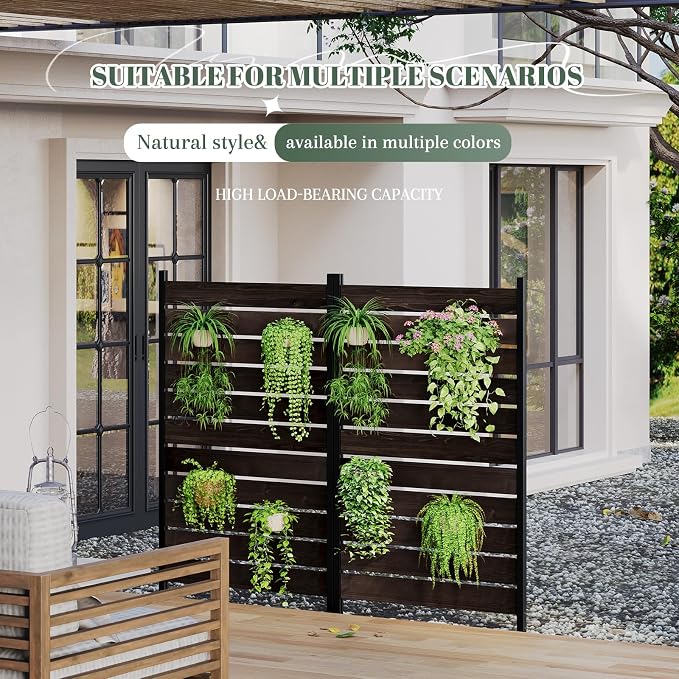 Privacy Fence Screen Outdoor Freestanding Privacy Fence Panel Decorative Patio Privacy Screen Air Conditioner Fence Outdoor Privacy Panels for Deck Porch Balcony (Wood, Brown)