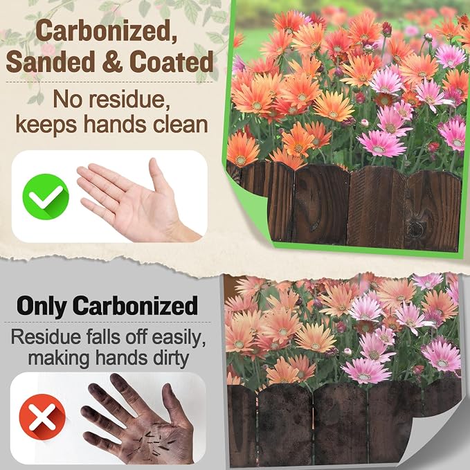 9.6ft L x 3.9in H Landscape Edging - 3 Packs Sturdy Anti-Corrosive Wood Garden Edging Border, Low-Profile Blends into Nature, for Yard Flower Bed Path Decorative Tree Fence