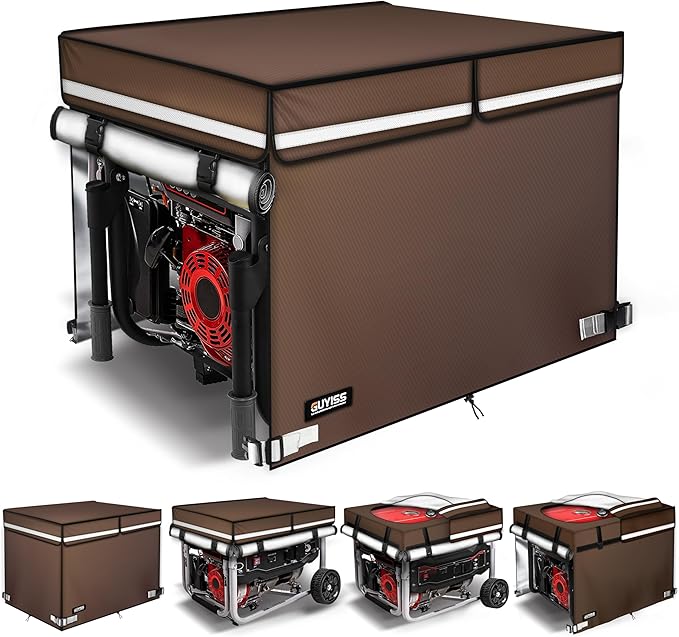 2025 Upgrade 900D+210D Heavy Duty Thicken Fabric. GUYISS Generator Covers While Running. 360° All-round Double-layer Protection. 38’’L×28’’W×27’’H. The Top can be Opened for Adding fuel. Coffee.