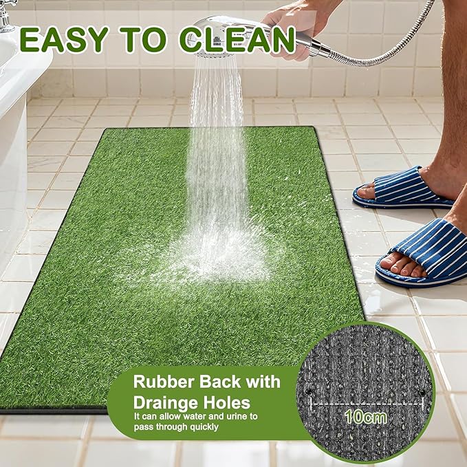 Artificial Grass for Dogs Potty, Reusable Pet Training Mat for Home and Travel, Washable Hemmed Edge Grass Pee Pad with Drainage Holes, Easy to Clean (19.8"x39.6")