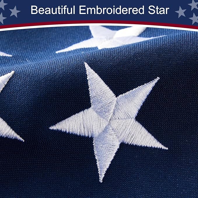 American Flag 4x6 ft Heavy Duty TearProof Series, All Weather High Wind US Flag, Premium Spun Polyester with Embroidered Stars, Sewn Stripes, Brass Grommets for Outdoor Use
