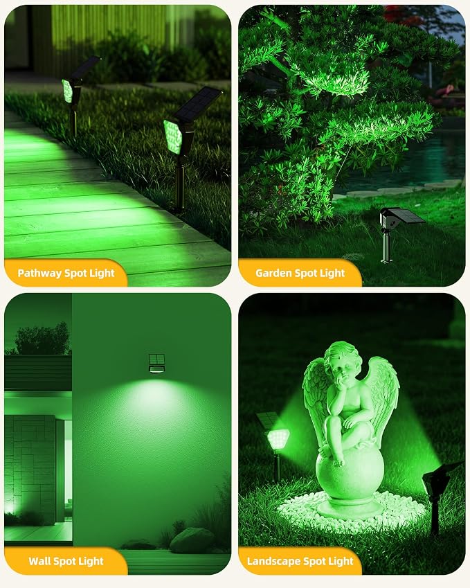 T-SUN Solar Lights Outdoor Waterproof IP65, 6Pack LED Solar Spot Lights Color Changing IP65 Waterproof Smart Auto On/Off for Outside Landscape Garden Yard Lawn Pathway Patio Driveway
