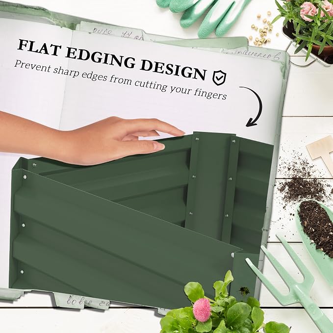 Outsunny Galvanized Raised Garden Bed, 55" Tall Outdoor Planter Box with Trellis Tomato Cage and Open Bottom for Climbing Vines, Vegetables, Flowers in Backyard, Garden, Patio, Green