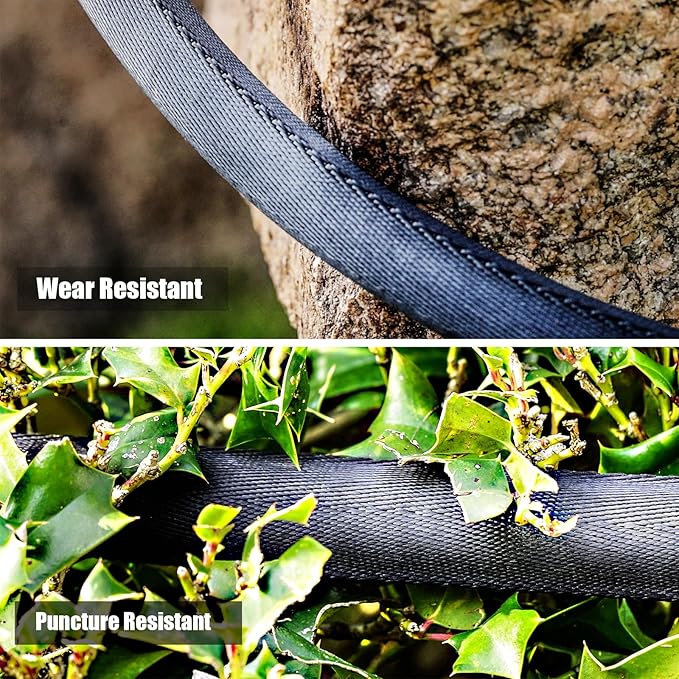 Non-Expandable Garden Hose 50feet, with 10 Function Hose Nozzle, Tough & Flexible, Lightweight, Crush Resistant Fittings, Kink & Tangle Free, Rust Proof