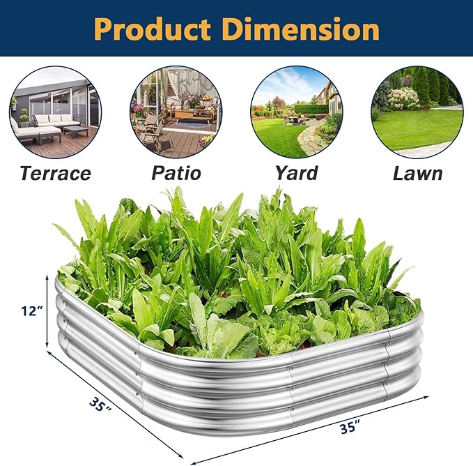 RAYKEEP Raised Garden Bed Kit Outdoor, 2pcs 3x3x1FT Galvanized Oval Planter Box, Large Metal Garden Boxes for Planting Vegetables, Fruits, Flowers