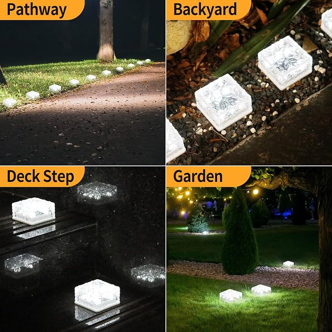 Solar Brick Lights Outdoor Waterproof Small Solar Lights 3 Packs Outdoor Decor for Fence Pathway Path Patio Balcony Outside Garden Bricks Decorations