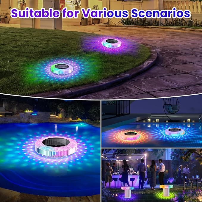 Solar Pool Chlorine Floater with Colorful Lights, Remote-Controlled Lights Adjustable Release Easy-Open Chlorine Floater Dispenser for Pool Large Capacity for 3'' or 1'' Tablets