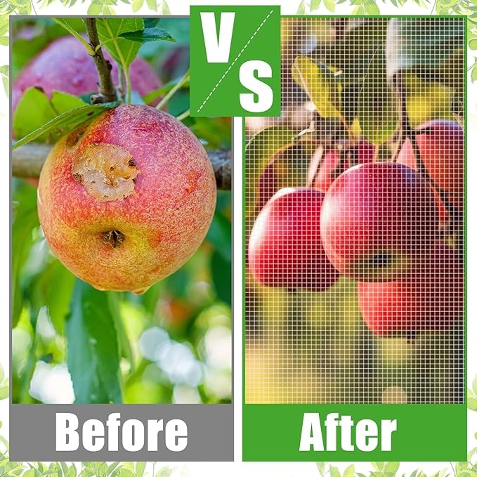 2 Pcs 12 x 12 ft Large Fruit Tree Netting for Protecting Fruit from Squirrels Birds Bug Deer & Rat Garden Mesh Netting with Zipper and Drawstring for Blueberry Peach Apple Garden Bushes