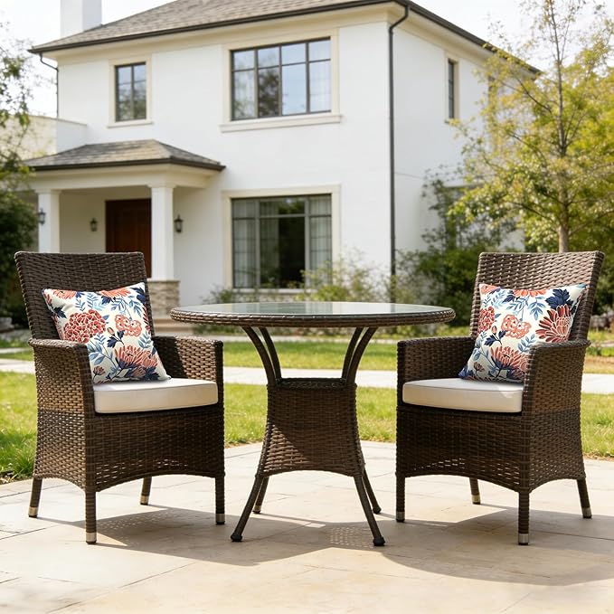 LVTXIII 2 Pack Outdoor Pillow Covers ONLY 18x18 Inch, Water-Repellent Square Decorative Cushion Covers for Patio Furniture, Garden, Sofa, Vibrant Blossom