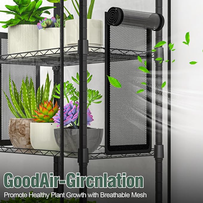 5-Tier Greenhouse for Indoor , 23.2" L×13.4" W×61.4" H | Portable Greenhouse with Wheels，Clear PVC Cover and Metal Shelf，for Growing Flowers and Seedlings