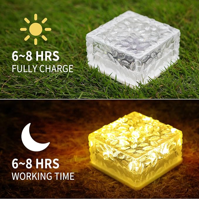 Solar Brick Lights Outdoor Waterproof Small Solar Lights 3 Packs Outdoor Decor for Fence Pathway Path Patio Balcony Outside Garden Bricks Decorations