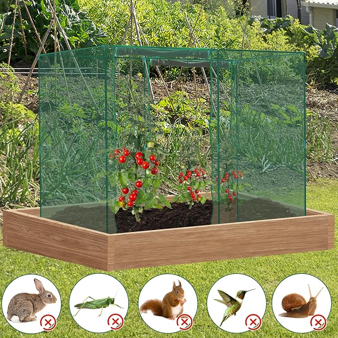 6.5 x 10 x 6 Ft Crop Cage for Garden Plants – Plant Protection Tent with Zippered Door, Raised Bed Cover & Sturdy Frame – Wind-Resistant Garden Bed Cover for Outdoor Vegetables & Flowers