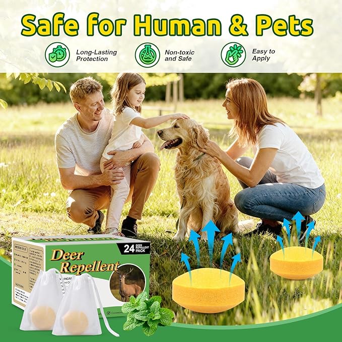 24 Pack Deer Repellent Rabbit Repellent Outdoor Deer Repeller for Plants Flower Vegetable Tree Keep Deer Rabbit Out of Lawn Garden