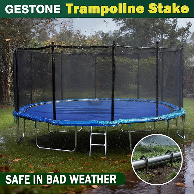 12" Trampoline Ground Wind Stakes Anchors High Wind Heavy Duty, 4 Pack U-Shaped Rebar Tent Stakes for Camping Tents, Soccer Goals,Fences, Swing, Landscape,Garden Decoration (U-4Pack)