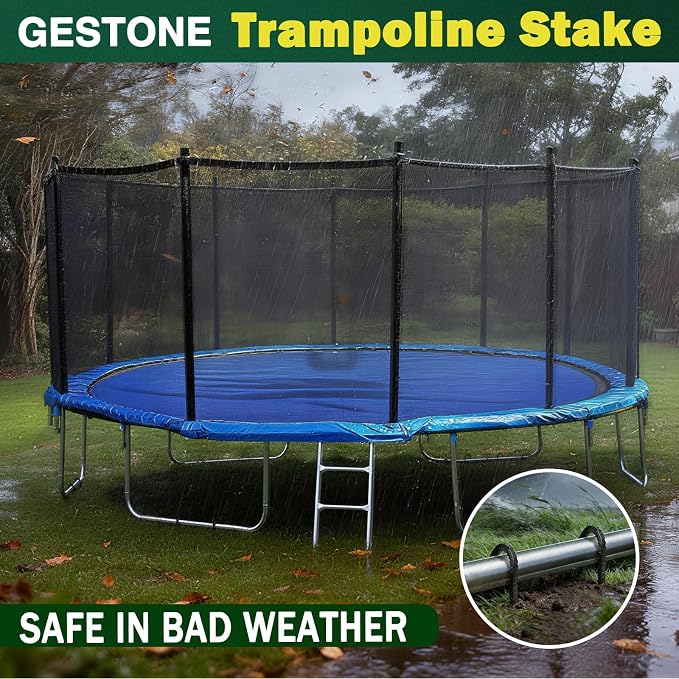 12" Trampoline Ground Wind Stakes Anchors High Wind Heavy Duty, 8 Pack U-Shaped Rebar Tent Stakes for Camping Tents, Soccer Goals,Fences, Swing, Landscape,Garden Decoration (U-8Pack)