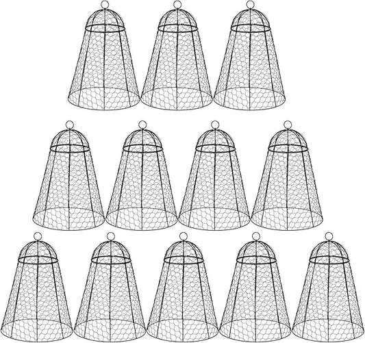 12 Pack Garden Chicken Wire Cloche, 12" W x 15.7" H Plant Protectors and Covers, Wire Garden Cloches from Animals, Metal Cage Plant Protection, Strong and Not Easy to Deform, No Assembly Required