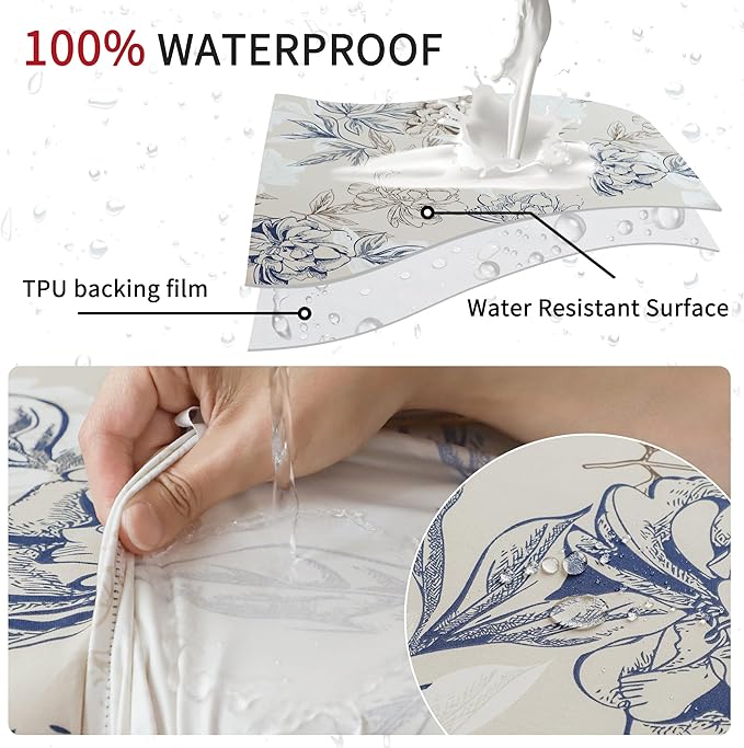 FORCHEER Waterproof Patio Cushion Covers, Floral Printed Stretch Outdoor Cushion Covers for Patio Furniture, Wicker Rattan Sofa Covers Set of 3