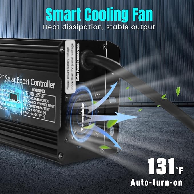 900W SmartSolar MPPT Boost 24V/36V/48V/60V/72V MPPT Solar Charge Controller LCD Display Solar Panel Regulator for Sealed Flooded AGM Gel LFP User Batteries, Ideal for Golf Carts Electric Vehicles RVs