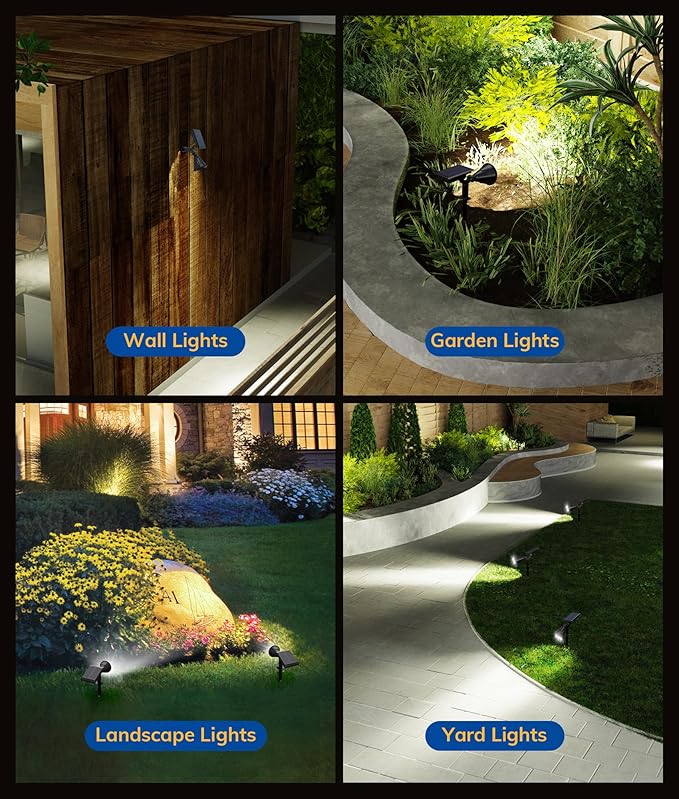 NBKLS Solar Spot Lights for Outside, 21 LED Outdoor Solar Lights for Yard, 6 Pack Solar Spotlights Waterproof Auto On/Off for Landscape, Wall, Garden, Pool, Tree, Pathway and Driveway(White)