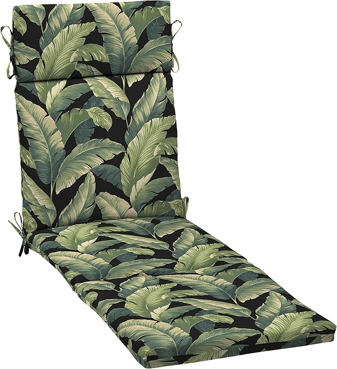Arden Outdoor Chaise Cushion, 21 in x 72 in, Weather-Proof, Rain-Proof, Fade Resistant Patio Cushion for Chaise Lounger Onyx Cebu
