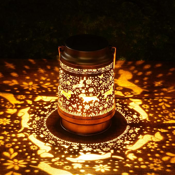 Solar Lanterns Outdoor Waterproof, Dachshund Wiener Dog Floral Butterfly Design Hanging Solar Lights Garden Decor for Patio Porch Yard Lawn, Dachshund Gifts for Women Men