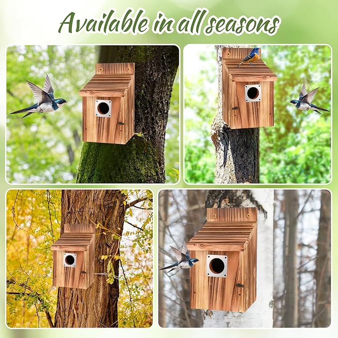 16-Piece Outdoor Bird House Set, Bird Houses for Outside with Metal Guards, Safety Locks, Flight Slots, & Ventilation, Bluebird Houses with 1-1/2" Entrance for Bluebirds, Wrens, Finches-16pack