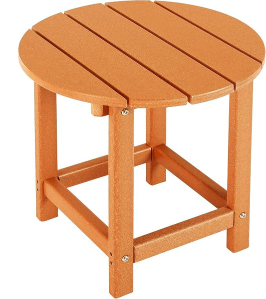 LZRS Adirondack Patio Side Table End Table, Outdoor Coffee Tables for Patio, Backyard,Pool, Indoor Companion, Easy Maintenance & Weather Resistant(Orange)