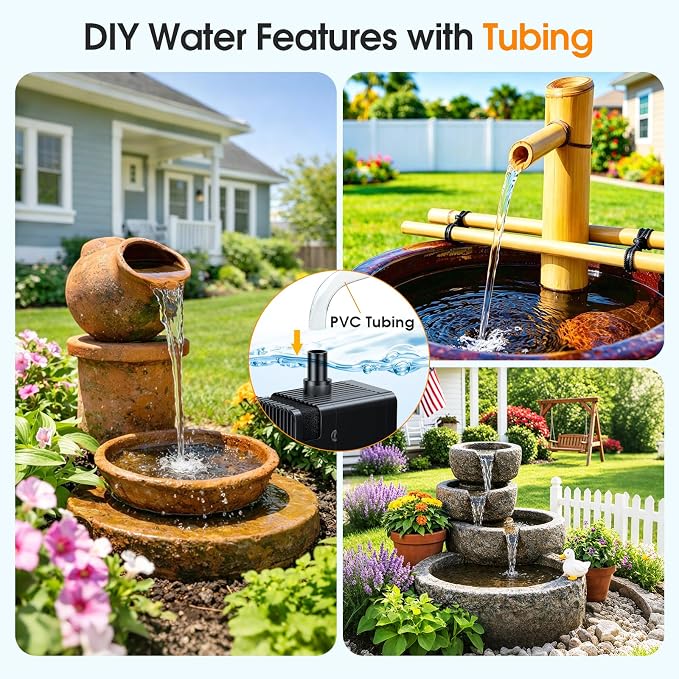 Antfraer Solar Fountain Pump 7W, Solar Water fountain for Bird Bath with Dry-Run Protection, Double-Layer Nozzles & 5Ft PVC Tubing for Bird Bath Small Pond Waterfall DIY Features