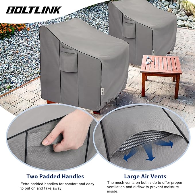 Patio Chair Covers Waterproof, Heavy Duty Outdoor Furniture Covers Fits up to 38W x 35D x 31H inches -2 Pack