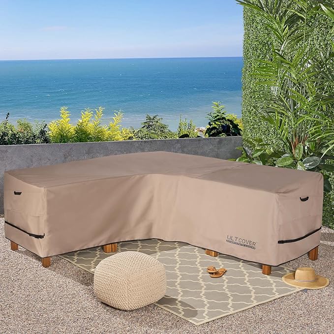 ULTCOVER Patio V-Shaped Sofa Cover Waterproof for 5-Seater Outdoor Sectional Furniture Couch 85 inch Wide