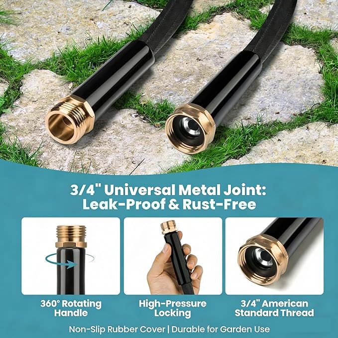 Garden Hose 15FT Lightweight Flexible Water Hose – Kink-Free Abrasion Resistant Outdoor Hose, Easy Storage, Connects to Other Lengths for Balcony, RV, Bathroom Short-Distance Use