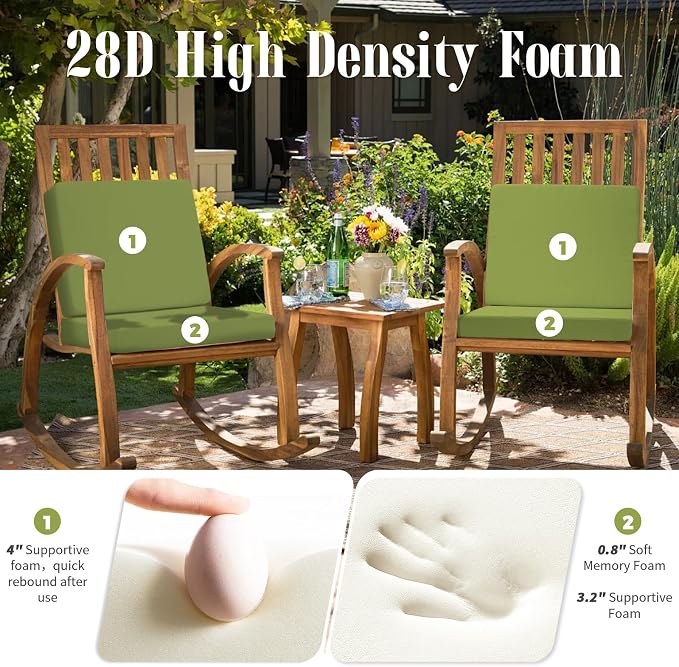 Deep Seat Patio Cushions Set, 24x24 Inch Waterproof & Fade Resistant Outdoor Chair Cushions, Thick Padded Replacement Sofa Cushions for Garden Yard Furniture