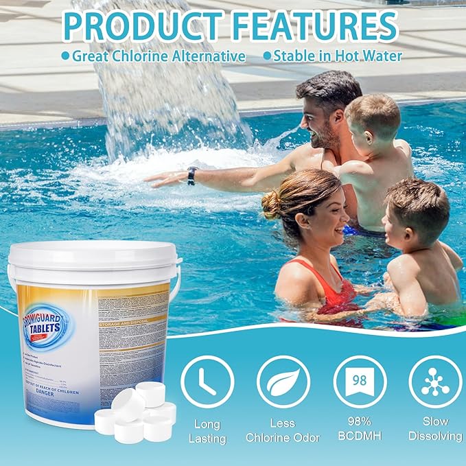 Bromine Tablets for Spa Hot Tub, Bromine Tablets for Pools, Pre-Stabilized, Low Chlorine Odor,Great Chlorine Alternative