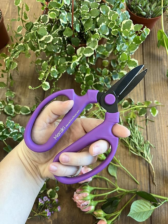 Garden Pruning Shears Scissors Black Carbon Steel Blades 7.0 In, Mokara - Purple