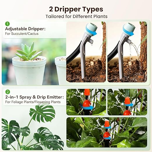 BAOSHISHAN Dual Pump Indoor Plant Watering System for 20 Potted Plants | Dual Zoned Custom Watering, Upgraded 2-in-1 Spray & Drip Emitter, Programmable Leak-Proof Indoor Plant Waterer for Vacation