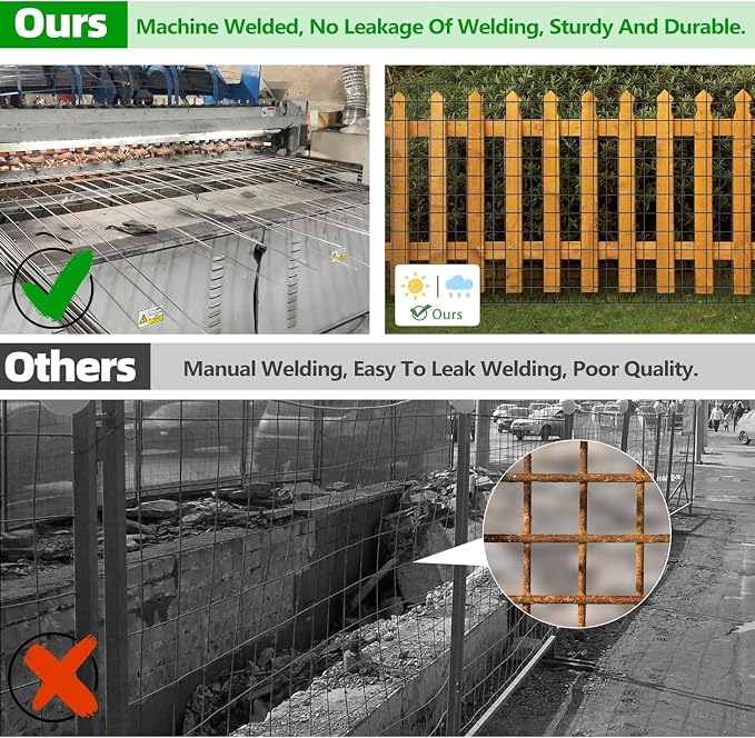 GILPWA Welded Wire Fence, 100ft(L) x 24inch(H) Garden Fence for Dog, 2 Inch x 3 Inch 16GA Fencing for Chicken, PVC Coated Anti-Rust Roll Metal Wire Mesh Fence for Yard Vegetable, Black