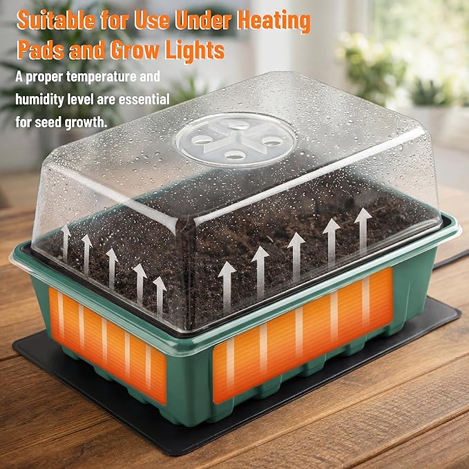 Mr. Pen- Seed Starter Tray Kits, 6.6"x4.6", 10 Set, Total 120 Cells, Durable Plant Germination Trays with Humidity Vented Domes and Bases, Ideal for Seed Starting, Indoor Gardening and Greenhouse