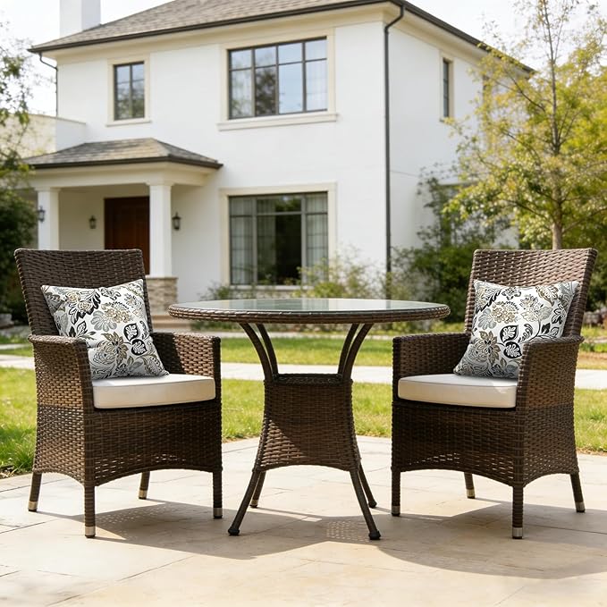 LVTXIII 2 Pack Outdoor Pillow Covers ONLY 18x18 Inch, Water-Repellent Square Decorative Cushion Covers for Patio Furniture, Garden, Sofa, Dailey Tan