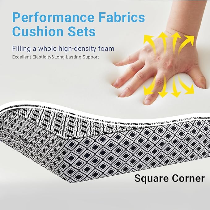 IPYNBAP Outdoor Cushions for Patio Furniture,Outdoor Seat Cushion Set 24 x 24 x 4 Inch,Waterproof & Fade Resistant Outdoor Chair Cushions,Deep Patio Chair Cushion with Removable Cover,Black Geometry