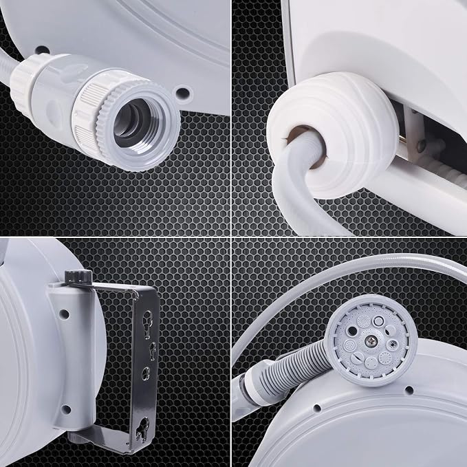 Retractable Garden Water Hose Reel Storage Gun Rewind Wall Mount 32Feet/65Feet/100Feet (100 Feet)