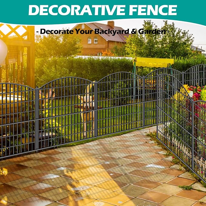 ULIOK 15 Panels Decorative Garden Fence, 32 in(H) X 37.9ft(L) No Dig Fence Panels Animal Barrier for Patio, Animal Ground Stakes Fencing for Garden, Rabbit Dog Temporary Fence for Outdoor Yard