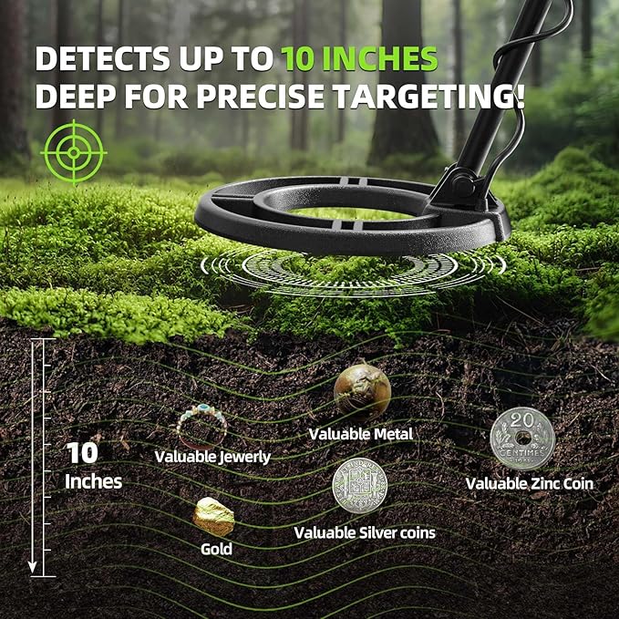 Metal Detector for Adults Professional, Waterproof Pinpoint, High Accuracy Gold and Silver Detection, Underwater and Beach Use, 10'' IP68 Coil, Bigger LCD, New Advanced DSP Chip, Black