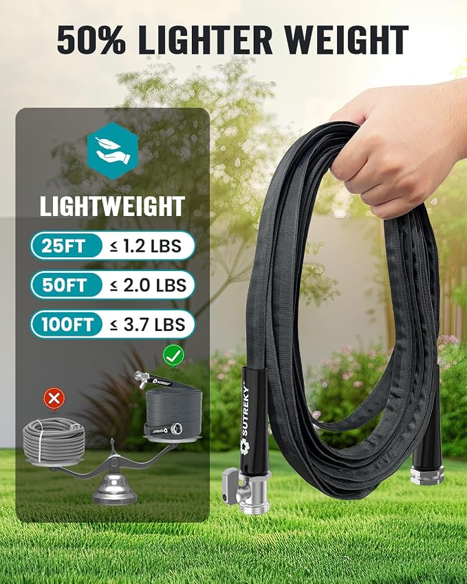 25ft Garden Hose with Valve, Ultra Lightweight All-Weather Water Hose, Durable & Flexible, Leak-free Connections, TPU Water Hose, Drinking Water Safe