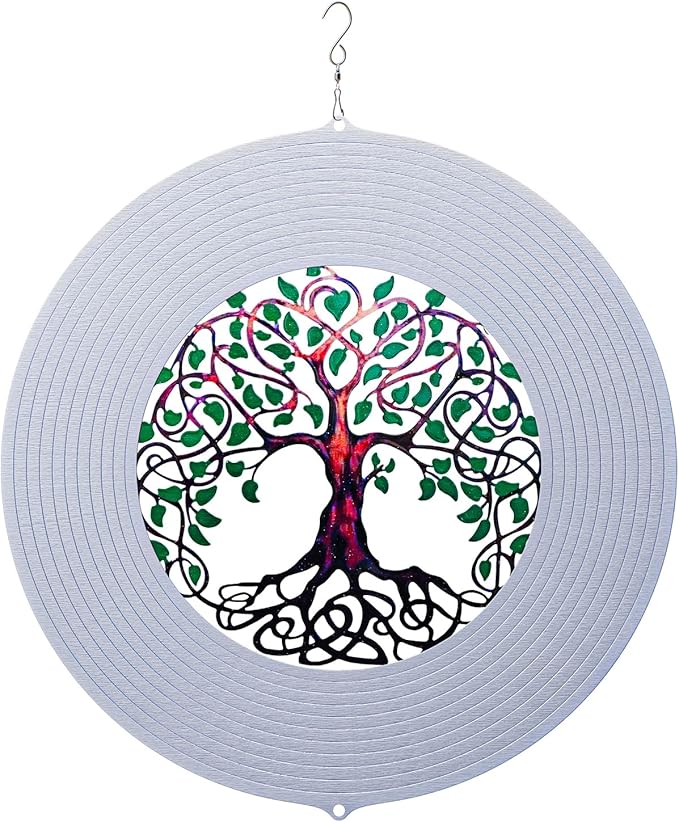 ISEO Tree of Life Wind Spinner for Yard and Garden, Hanging Outdoor Decor, Yard Art, Porch and Patio Decorations, Metal Wind Spinners Outdoor, Weather Resistant, 12”