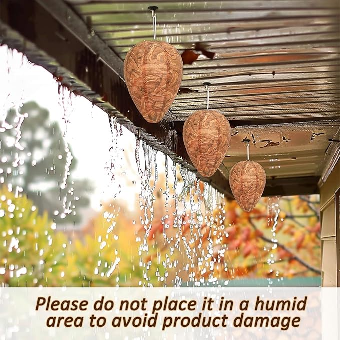 DECYOOL 6 Pack Paper Wasp Nest Decoy Hanging Wasp Nest Stay Away from Wasps Hornets Yellow Jackets(Reddish Brown)