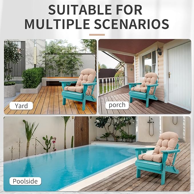 Adirondack Chair Cushion, High Back Patio Chair Cushions 48 x 19.7 x 4.7 Inch, Indoor/Outdoor Thickened Rocking Chair Cushion, Fade-Resistant & Waterproof (Beige, Set of 1)